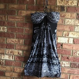 Black & White Paisley Halter Dress